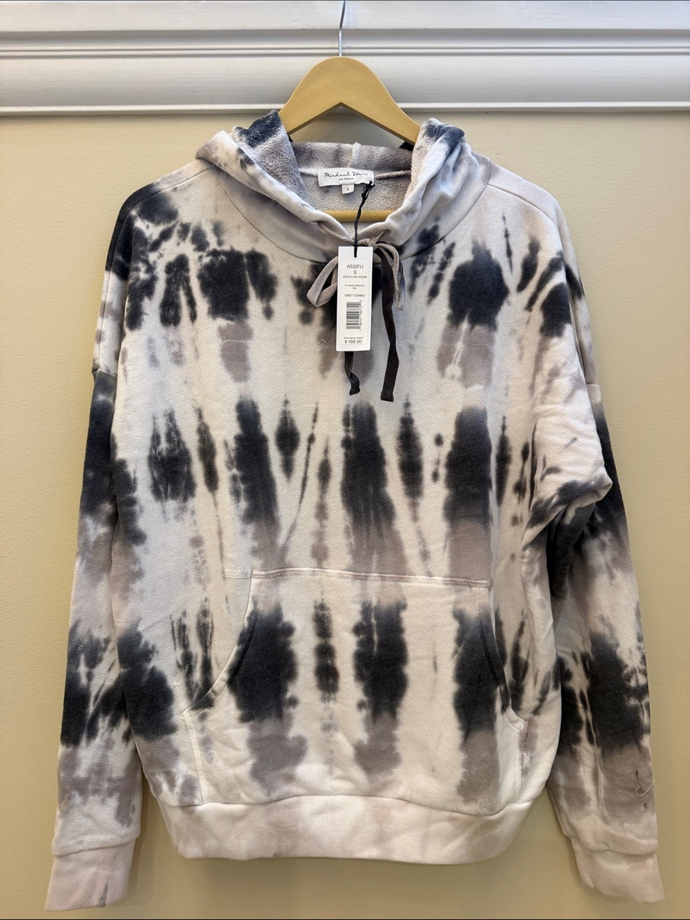 Michael Stars Black & Gray Tie-Dye Crewneck Hoodie